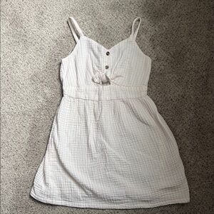 Girls Striped Sleeveless Dress with Button Detail - Size 8